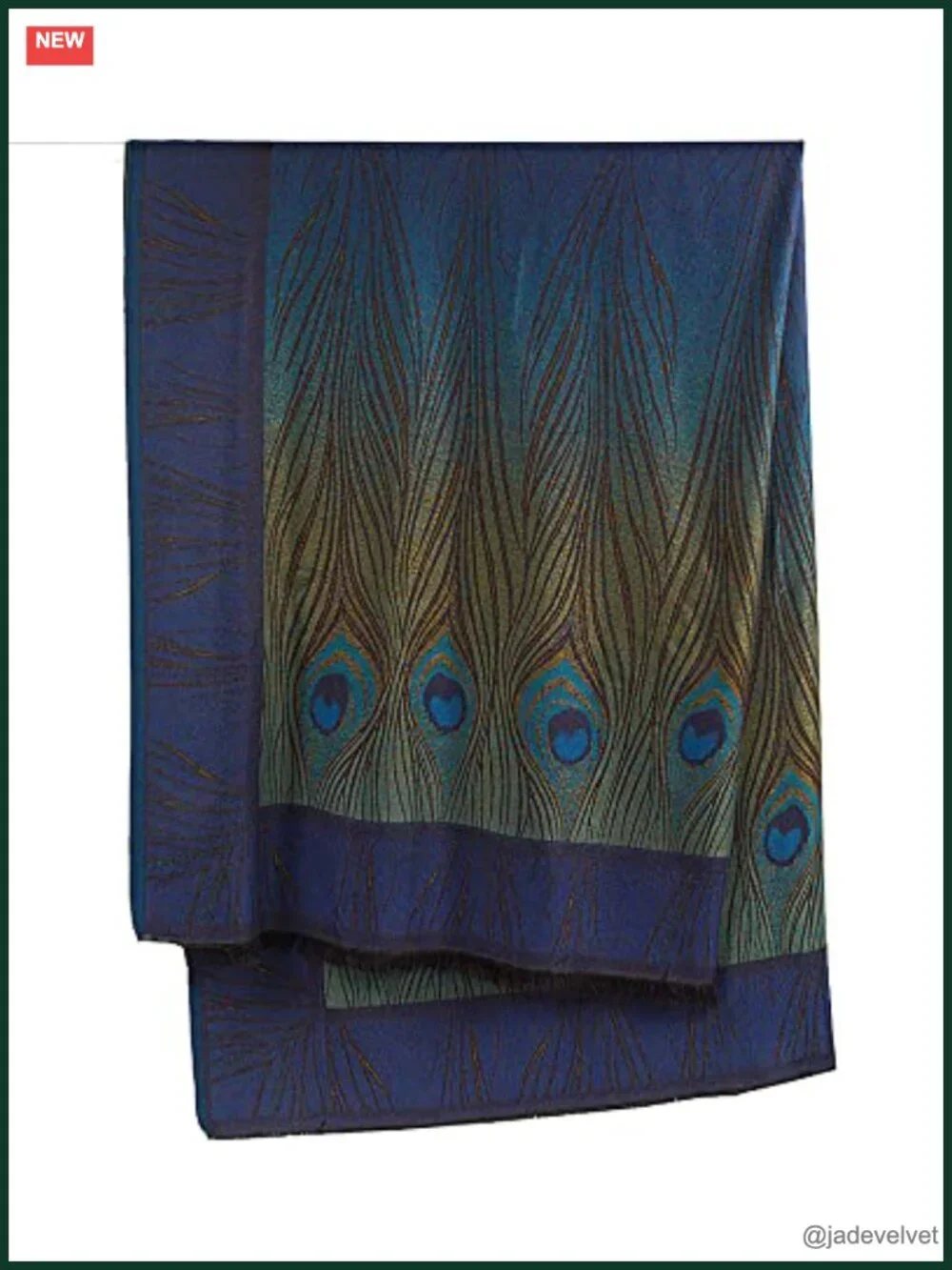 Museum Inspired Tiffany Peacock Feather Shawl Wrap Scarf - Wool Silk Viscose